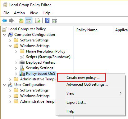 Create a new QoS policy