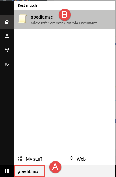 Open the local group policy editor